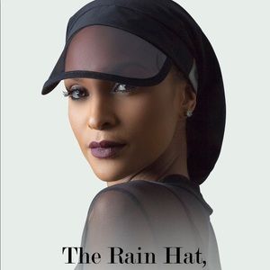 SOLD | NWT Black Hairbrella Classic Satin-Lined Waterproof Rain Hat